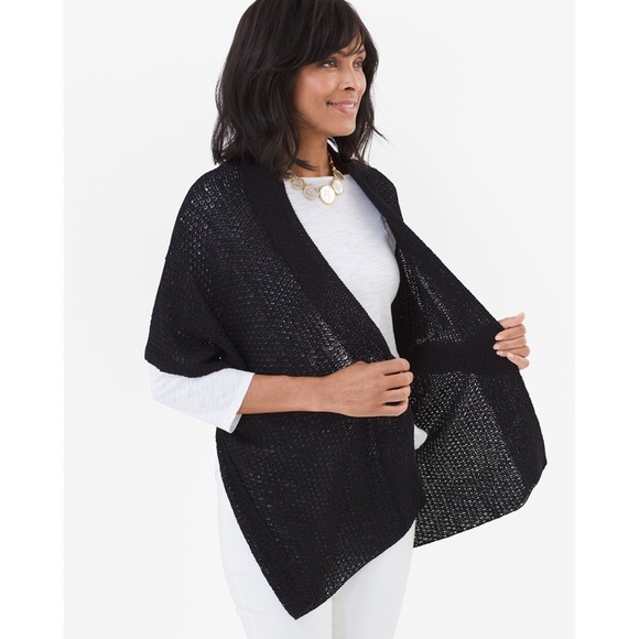 Chico's Sweaters - Chicos black loose knit wrap sweater